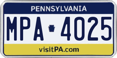 PA license plate MPA4025