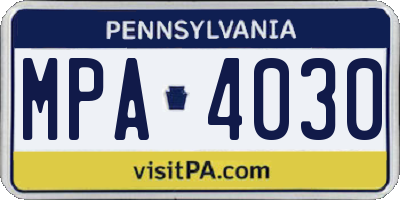 PA license plate MPA4030