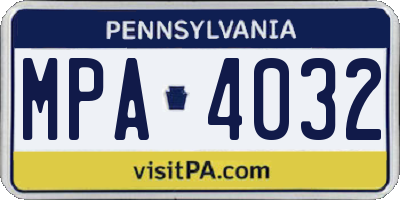 PA license plate MPA4032
