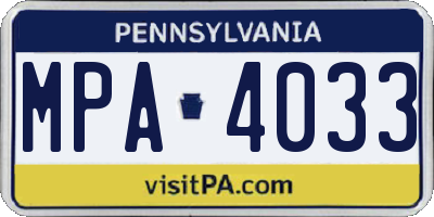 PA license plate MPA4033