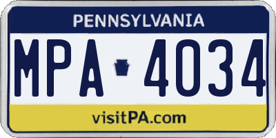 PA license plate MPA4034