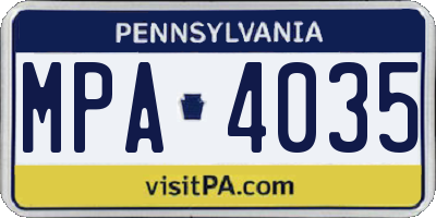 PA license plate MPA4035