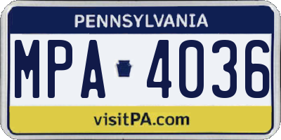 PA license plate MPA4036