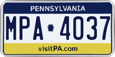 PA license plate MPA4037