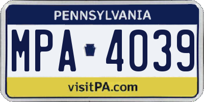PA license plate MPA4039