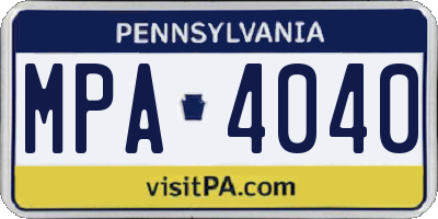 PA license plate MPA4040