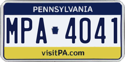 PA license plate MPA4041