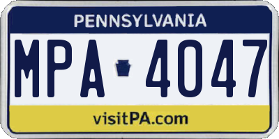 PA license plate MPA4047