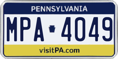 PA license plate MPA4049