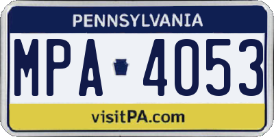 PA license plate MPA4053