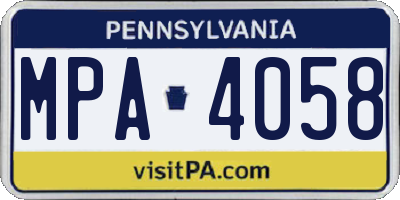 PA license plate MPA4058