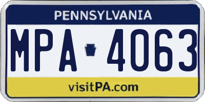 PA license plate MPA4063