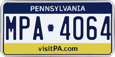 PA license plate MPA4064