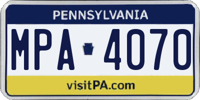 PA license plate MPA4070