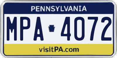 PA license plate MPA4072