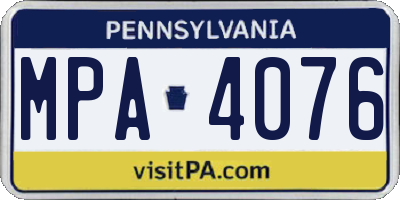 PA license plate MPA4076