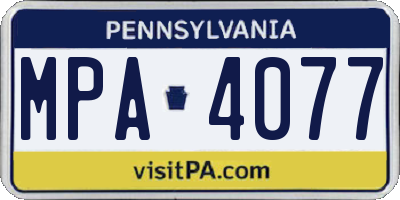 PA license plate MPA4077