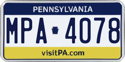 PA license plate MPA4078