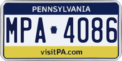 PA license plate MPA4086