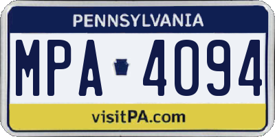 PA license plate MPA4094