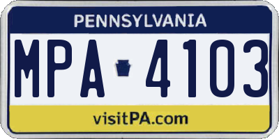 PA license plate MPA4103
