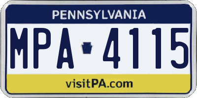 PA license plate MPA4115