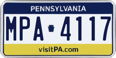 PA license plate MPA4117