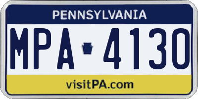 PA license plate MPA4130