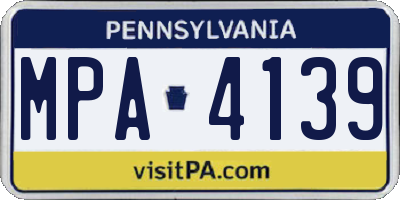 PA license plate MPA4139