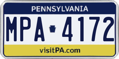 PA license plate MPA4172