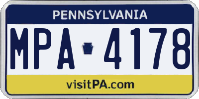 PA license plate MPA4178