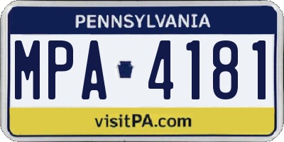 PA license plate MPA4181