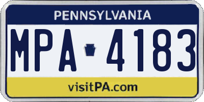 PA license plate MPA4183