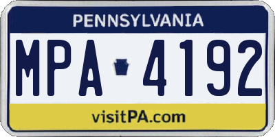 PA license plate MPA4192