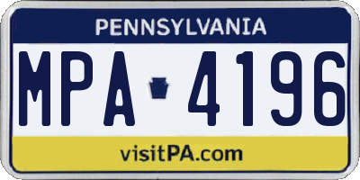 PA license plate MPA4196
