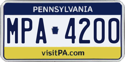 PA license plate MPA4200