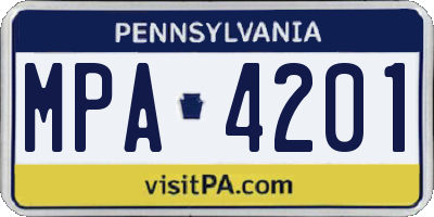 PA license plate MPA4201