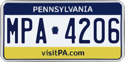 PA license plate MPA4206