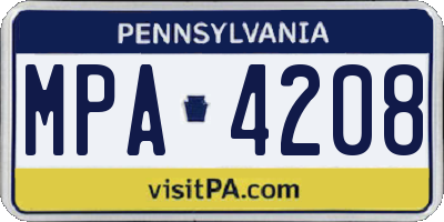 PA license plate MPA4208