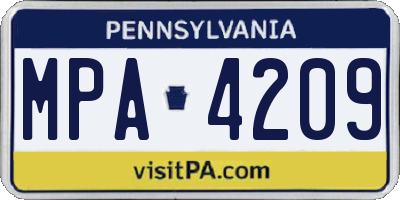 PA license plate MPA4209