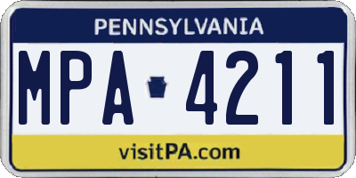 PA license plate MPA4211