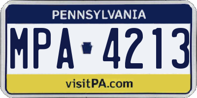 PA license plate MPA4213