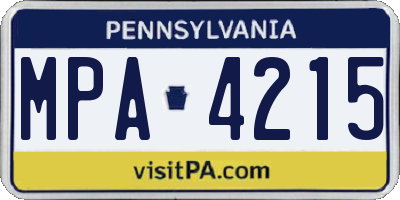 PA license plate MPA4215