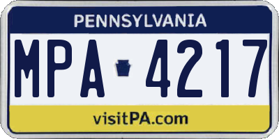 PA license plate MPA4217