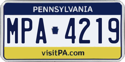 PA license plate MPA4219