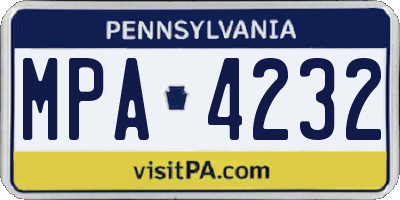 PA license plate MPA4232