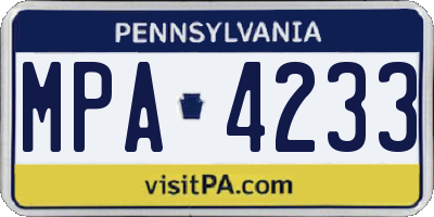 PA license plate MPA4233