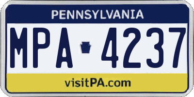 PA license plate MPA4237