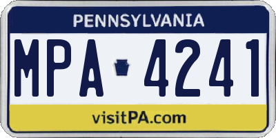 PA license plate MPA4241