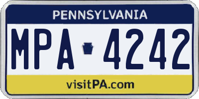 PA license plate MPA4242